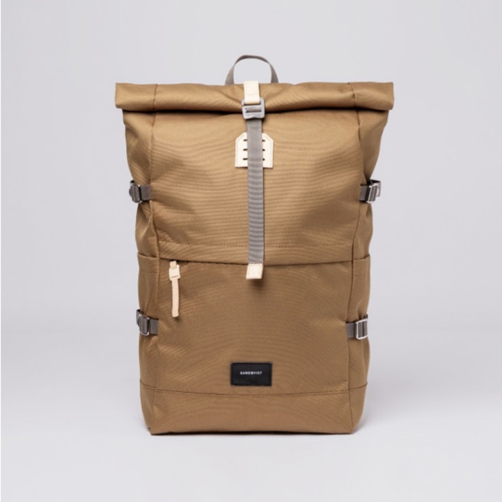Sandqvist Tan/Olive Rolltop Backpack